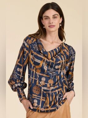 NWT TYLER BOE Olivia Silk Equestrian Top Blouse Sz S